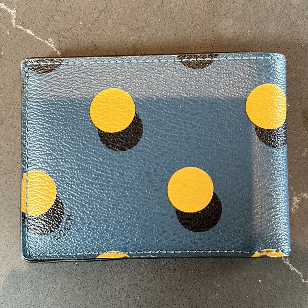 Coach Wallet Blue and Yellow Print - Picture 2 of 10